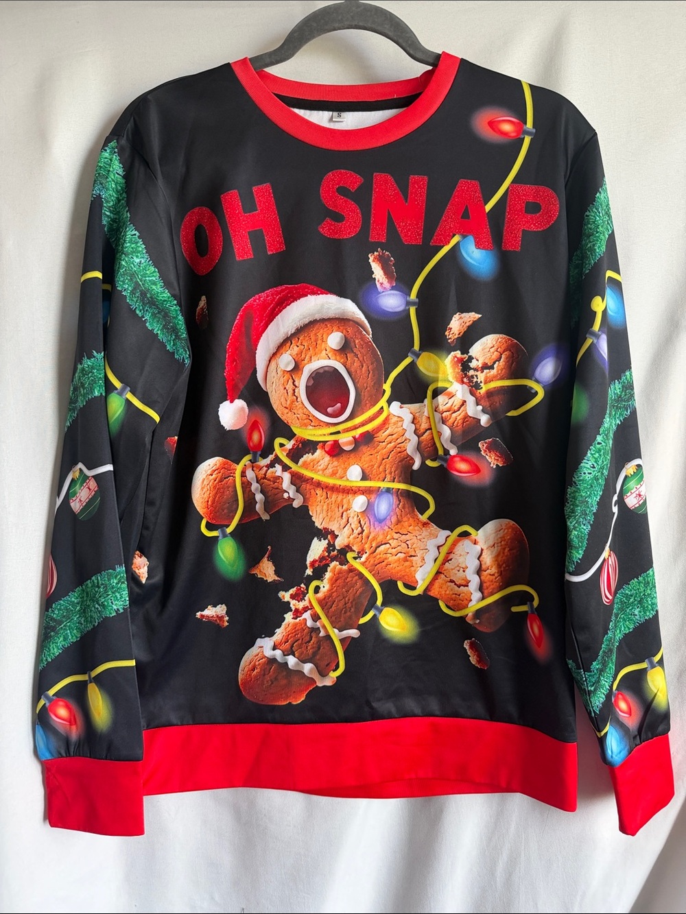 Black & Red "Oh Snap" Gingerbread Crewneck Sweater
